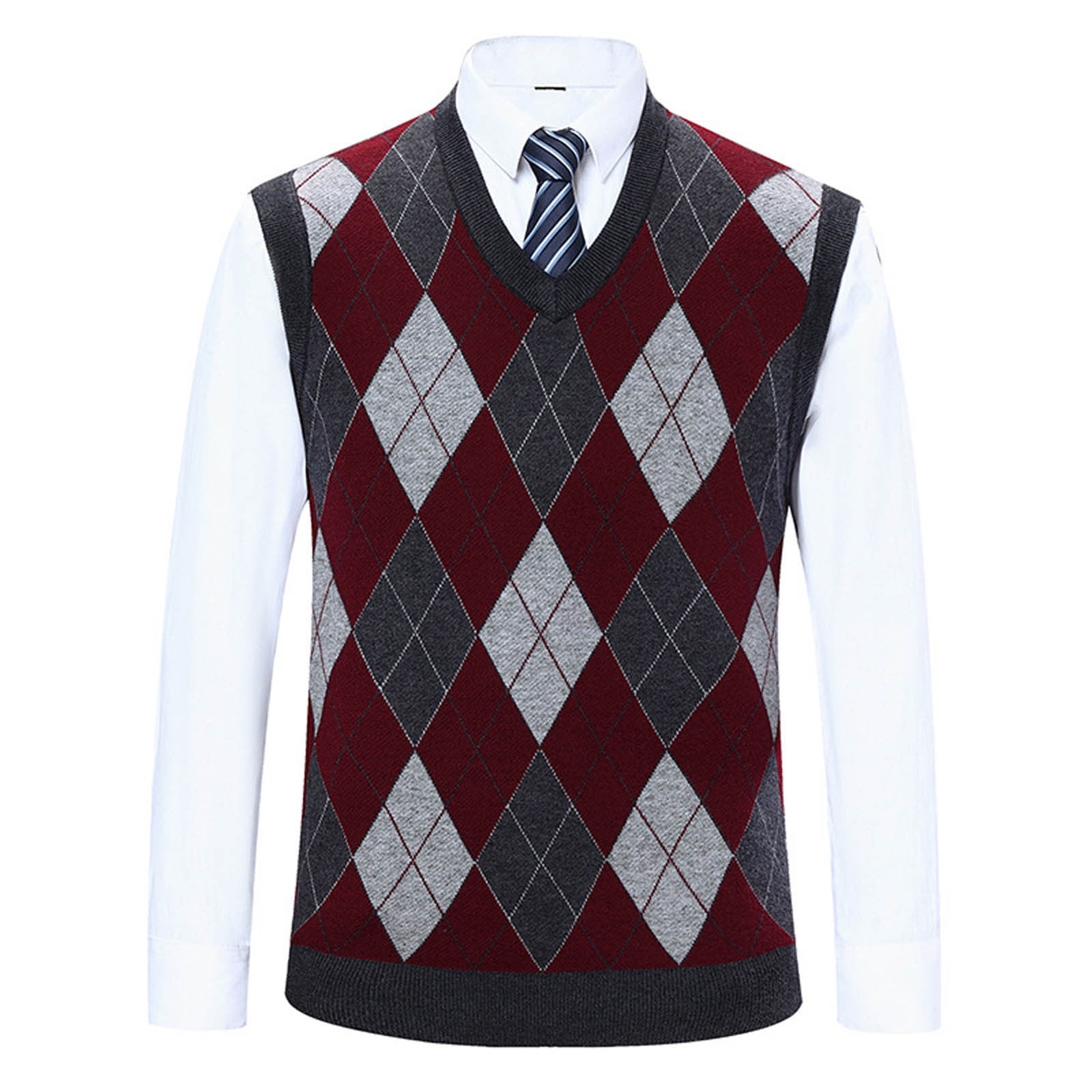 SDJMa Men's Workout Shirts Men Casual Sweater Vest Uniform Pullover