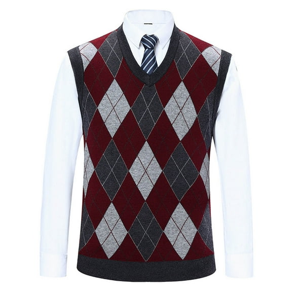 DPTALR Men Casual Sweater Vest Uniform Pullover Cotton Knit V-Neck Vest Tops Blouse