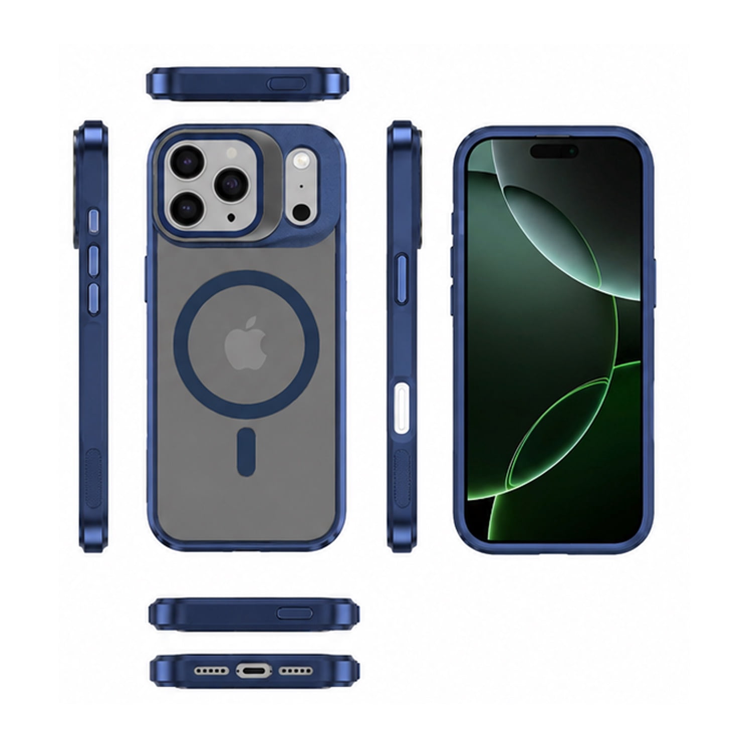Slim Transparent Lens Stand Phone Case for iPhone 17 Pro Max - Navy Blue