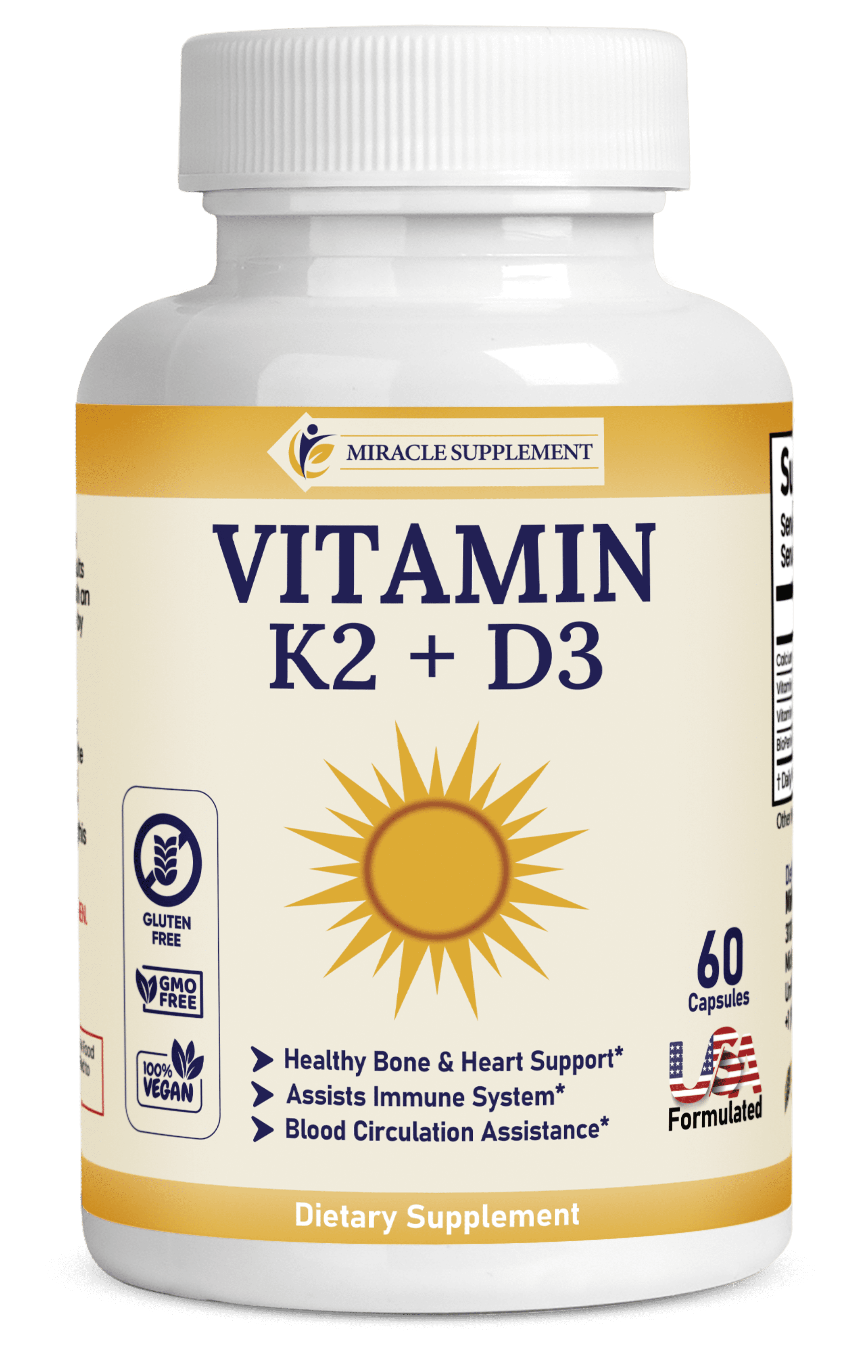 Premium Vitamin K2 (mk7) + D3 Supplement with Bioperine and Calcium