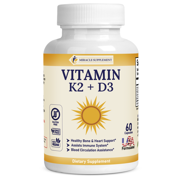 Premium Vitamin K2 (mk7) + D3 Supplement with Bioperine and Calcium