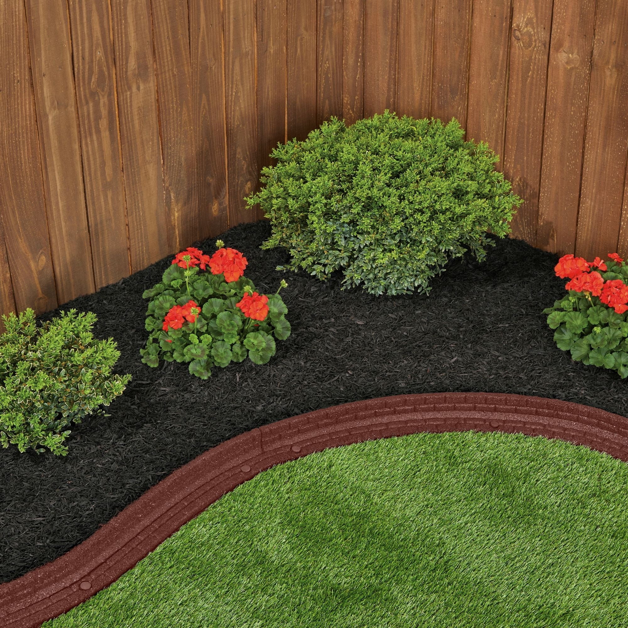 GroundSmart Brickface Landscape Edging, 4' Red Rubber Garden Edging Border, 48 pack