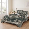 thumbnail image 2 of Queen Quilt Set 90''x96'', Green Boho Lightweight Summer Bedspread Coverlet Set with 2 Pillow Shams, Vintage Southwestern Geometric Abstract Breathable All Season Quilt Bedding for Bedroom/Guest Room, 2 of 9