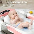 thumbnail image 4 of Morfone Collapsible Baby Bathtub for Newborn to Toddler 0-36 months with Thermometer, Hooded Towel, Soft Cushion and Bath Toys, Portable Travel Baby Tub with Drain Hole, Pink, 4 of 11