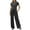 Dark Gray, variant on WENWU Women 2 Piece Casual Suit Pleated Short Sleeve Top and High Waisted Wide Leg Pants Tracksuit Set plus Size Jumpsuits Dressy Pant Suits for Women
