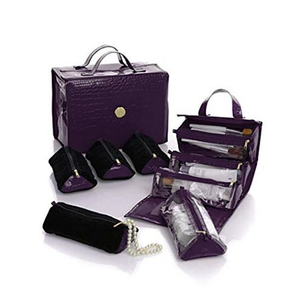 Joy Mangano Better Beauty Case Deluxe Set Purple Croco