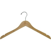 Bamboo Top Hanger, Box of 24 Eco-Friendly 17 Inch Flat Wooden Hangers w/ Lacquer Finish & Chrome Swivel Hook for Shirt Jacket or Blouse, by International Hanger