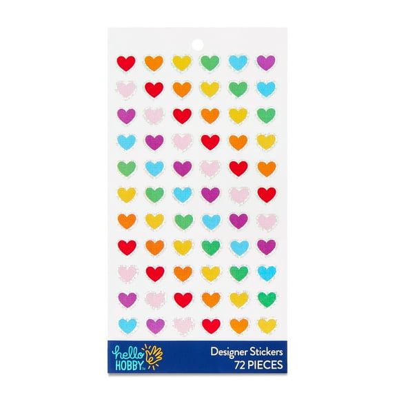 Hello Hobby Multicolor Foil Heart Designer Stickers, 72 Count