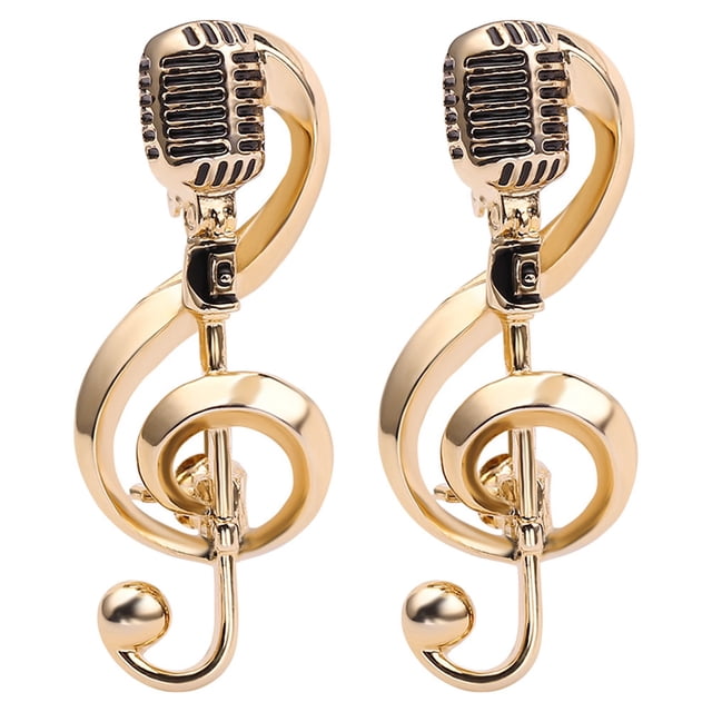 KAKOWELY Broche pin 2 Pcs Note de Musique Vintage Microphone Ensemble de Broche pin à Thème Musical Rétro Élégant Broche pin Décoratif Col Rabattu Nouveauté