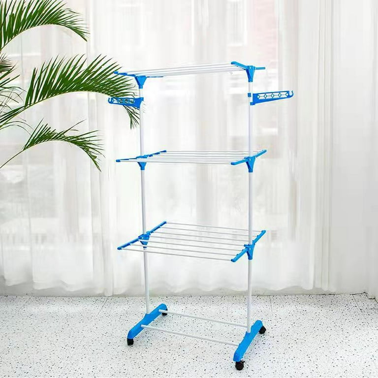 Hastings Home 3-Tier 45-in Metal Drying Rack, Freestanding Laundry Drying  Rack with Wheels in the Clotheslines & Drying Racks department at