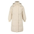 thumbnail image 7 of Women's 2025 Long Puffer Hooded Coat, Knee-Length Thickened Winter Jacket, Oversized Quilted Parka, Loose Fit Warm Coat, Casual Winter Outerwear Beige L, 7 of 7