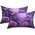 thumbnail image 2 of Coolnut Purple Flowers and Butterflies Satin Pillowcase for Hair and Skin Silk Pillowcase Soft Pillow Covers Smooth Cooling Pillowcase with Envelope Closure Size 20x26 In Home Decor Gifts, 2 of 7