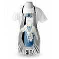 thumbnail image 3 of Outer Space Apron Astronaut inside Spaceship Cosmic Journey Celestial World Universe Theme, Unisex Kitchen Bib Apron with Adjustable Neck for Cooking Baking Gardening, White and Blue, by Ambesonne, 3 of 3