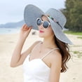 thumbnail image 3 of dianhelloya Colorful Stone Decor Round Dome Foldable Straw Hat Women Big Brim Floppy Sun Hat Pink, 3 of 8