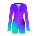 thumbnail image 4 of Elainilye Fashion Womens Bodysuit Deep V-neck Nightwear Long Sleeve Tights Pajamas Onesie Jumpsuit,Multi-color, 4 of 5