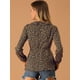 thumbnail image 5 of INSPIRE CHIC Blusa Top Peplum Estampado Floral Lazo Auto Cuello En V Con Volantes Cruzados Para Mujer Azul oscuro S, 5 of 6