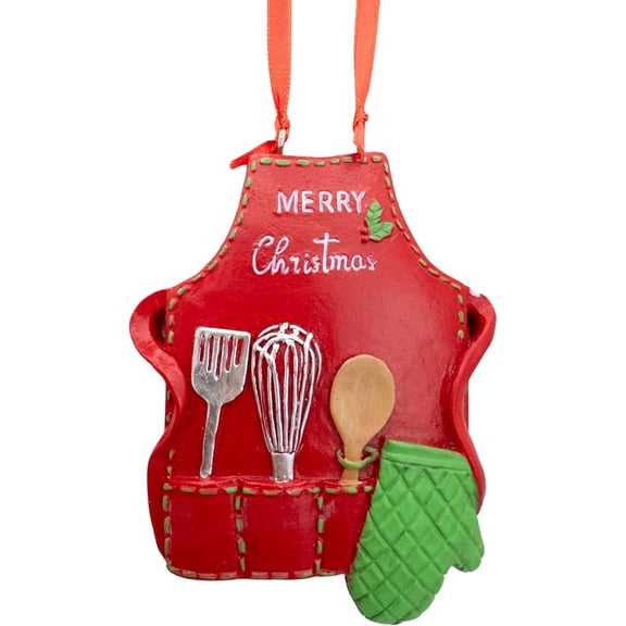 Holiday Pastry Chef Bakers Red Apron Christmas Tree Ornament