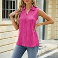 thumbnail image 2 of BLVB Summer Tank Tops for Women Trendy Lapel V Neck Sleeveless Shirts Casual Solid Color Going out Blouse Tee, 2 of 9