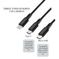 thumbnail image 3 of Cable de Carga Multiusb 10 Pies 3A, Conector de Carga Rápida 3 en 1 con Adaptador Dual Teléfono/tipo C/Micro USB, Compatible con Tabletas Phone15/14/23/12/1 Pro 8 7 6 Samsung Galaxy, 3 of 7
