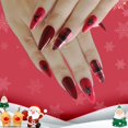 thumbnail image 2 of Prensa en las uñas Uñas postizas de longitud media Uñas acrílicas Copo de nieve rojo Elk Diseño de cuadros de búfalo Uñas postizas Decoración de uñas clásica de invierno para mujeres y niñas Namotu CZMR-ZC77, 2 of 3