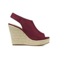 thumbnail image 3 of BLISSFUL STEP Women's Espadrilles Platform Heel Wedges Sandals Burgundy 5.5, 3 of 7