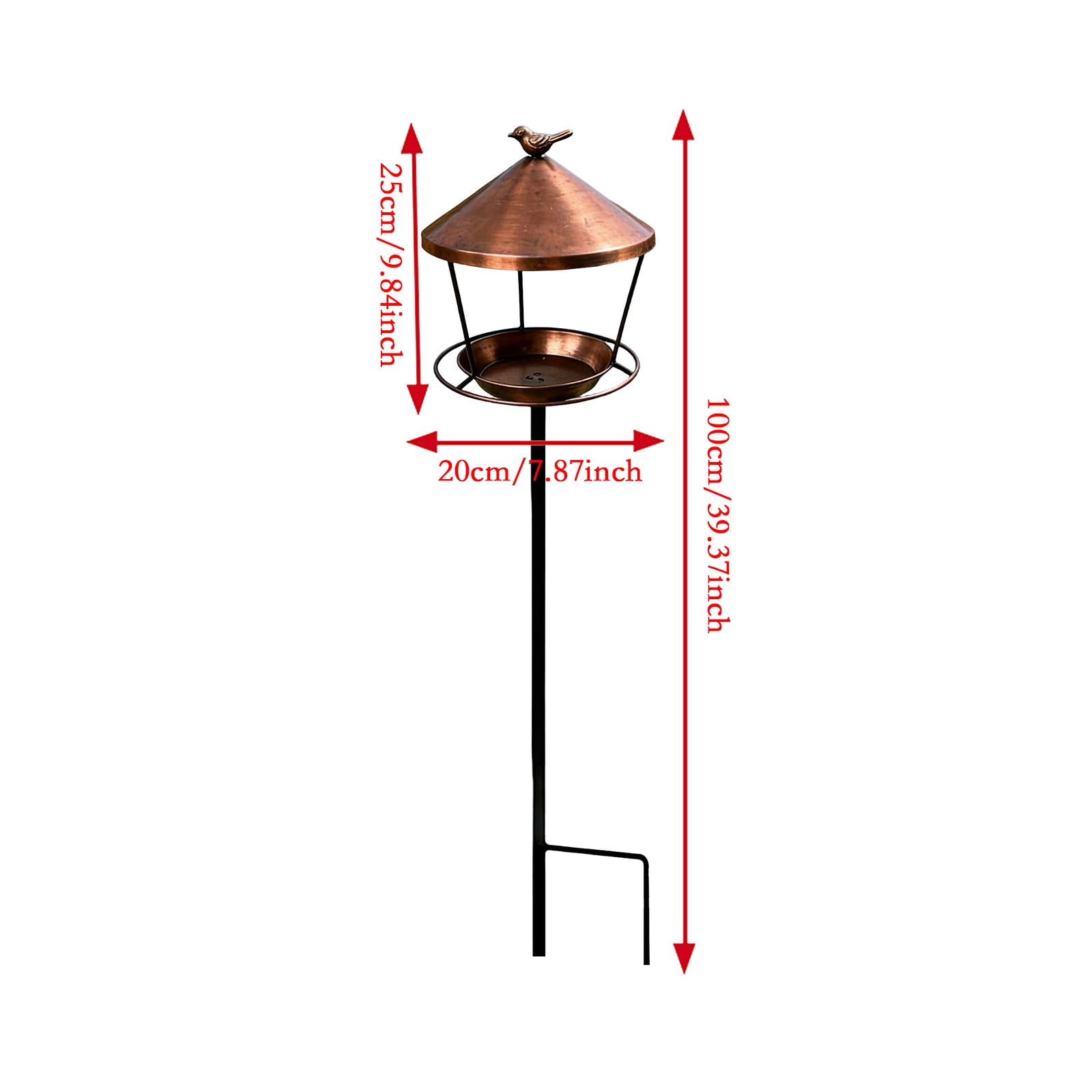 Standing Bird Feeder Tray, 7.8" Stainless Steel Large Platform Bird Feeder Mesh Seed Tray with Heavy Duty Stand Birds Feeder Pole for Outside Wild Birds in Garden Backyard