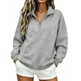thumbnail image 3 of Women Sweatshirt Sevevn Quarter Zip Stand Collar Oversized Fit Soft Fleece Fabric Drop Shoulder Long Sleeve Pullover Top For Daily Casual Lounging Outdoor Wear, 3 of 8