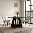 thumbnail image 3 of Hawsaiy 5 Piece Round Dining Table Set for 4, 47.3" Kitchen Dining Table with Storage Shelf & 4 Upholstered Dining Chairs, Modern Dining Room Furniture Set with Metal Legs, 3 of 11