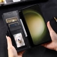 thumbnail image 3 of SaniMore for Samsung Galaxy S22 Ultra PU Leather Case, Wallet Design with Card Slots Cash Pocket [Wrist Strap] Flip kickstand Full Body Protection Magnetic Closure Business TPU Shell, Black, 3 of 11