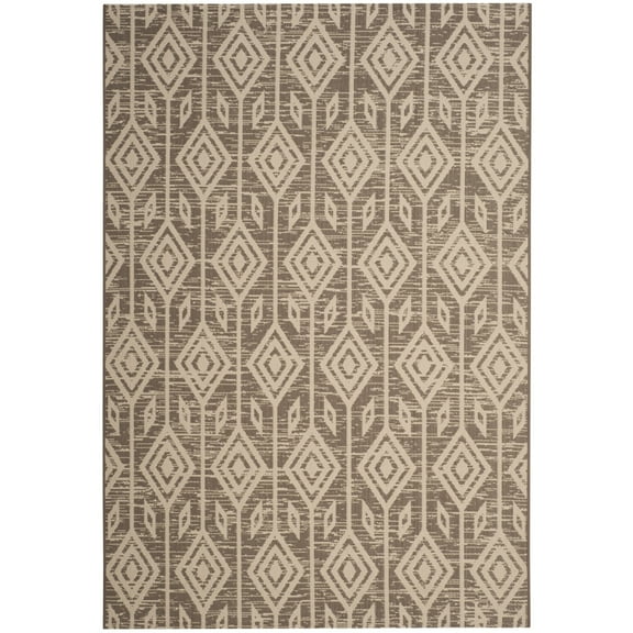 SAFAVIEH Courtyard Karissa Southwestern Indoor/Outdoor Area Rug Dark Beige/Beige, 5'3" x 7'7"