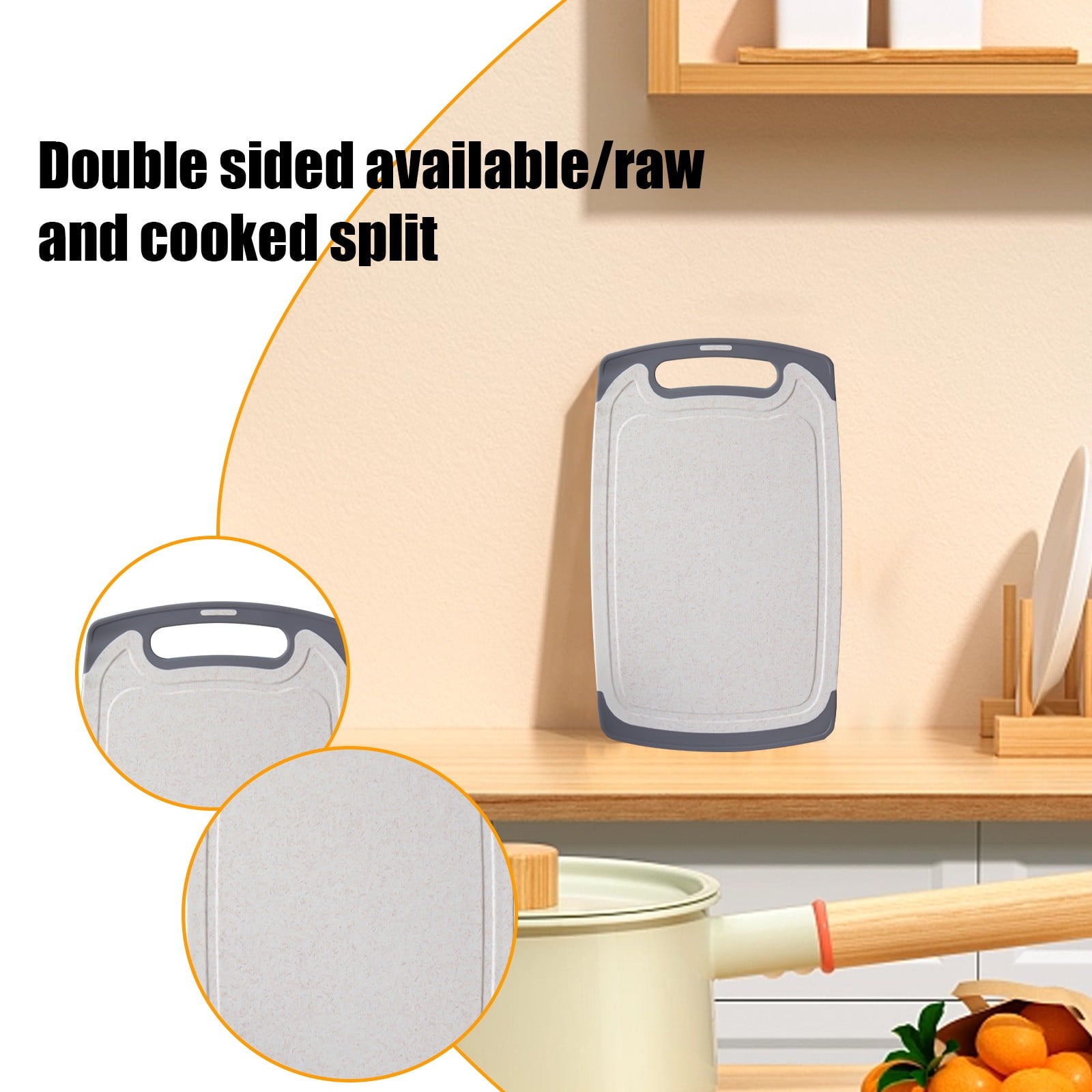 2PCS Plastic Cutting Boards For Kitchen - Dishwasher Safe,Extra Large Cutting Board For Meat With Grooves,Easy Grip Handle,Non-Slip,With Grinding Area
