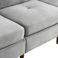thumbnail image 3 of Sectional Sofa Couch with Ottoman, L-Shaped Couch with Nail Head Trim and Wood Legs, Modern Tufted Convertible Sectional Sleeper Sofa for Apartment Living Room and Office, Grey, 3 of 7