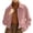 Pink, variant on WAGUTH Vintage Faux Suede Cropped Jackets for Women Long Sleeve Lapel Zip Up Casual Short Jacket Elegant Fall Street Outerwear