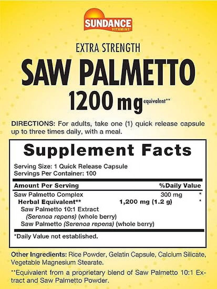 Sundance Saw Palmetto Men's Prostate Health Gluten-Free, 100ct, 4-Pack