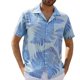 thumbnail image 2 of Mens Manga Corta Botón Abajo Camisas de Arce Hoja de Impresión Casual Cuello de Vuelta, Camisas de Hombre Casual para el Verano, 2 of 5