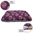 thumbnail image 3 of Fish Pet Bed, Style Colorful Ornamental with Leaves on the Background, Chew Resistant Pad for Dogs and Cats Cushion with Removable Cover, 24" x 39", Plum Purple, by Ambesonne, 3 of 4