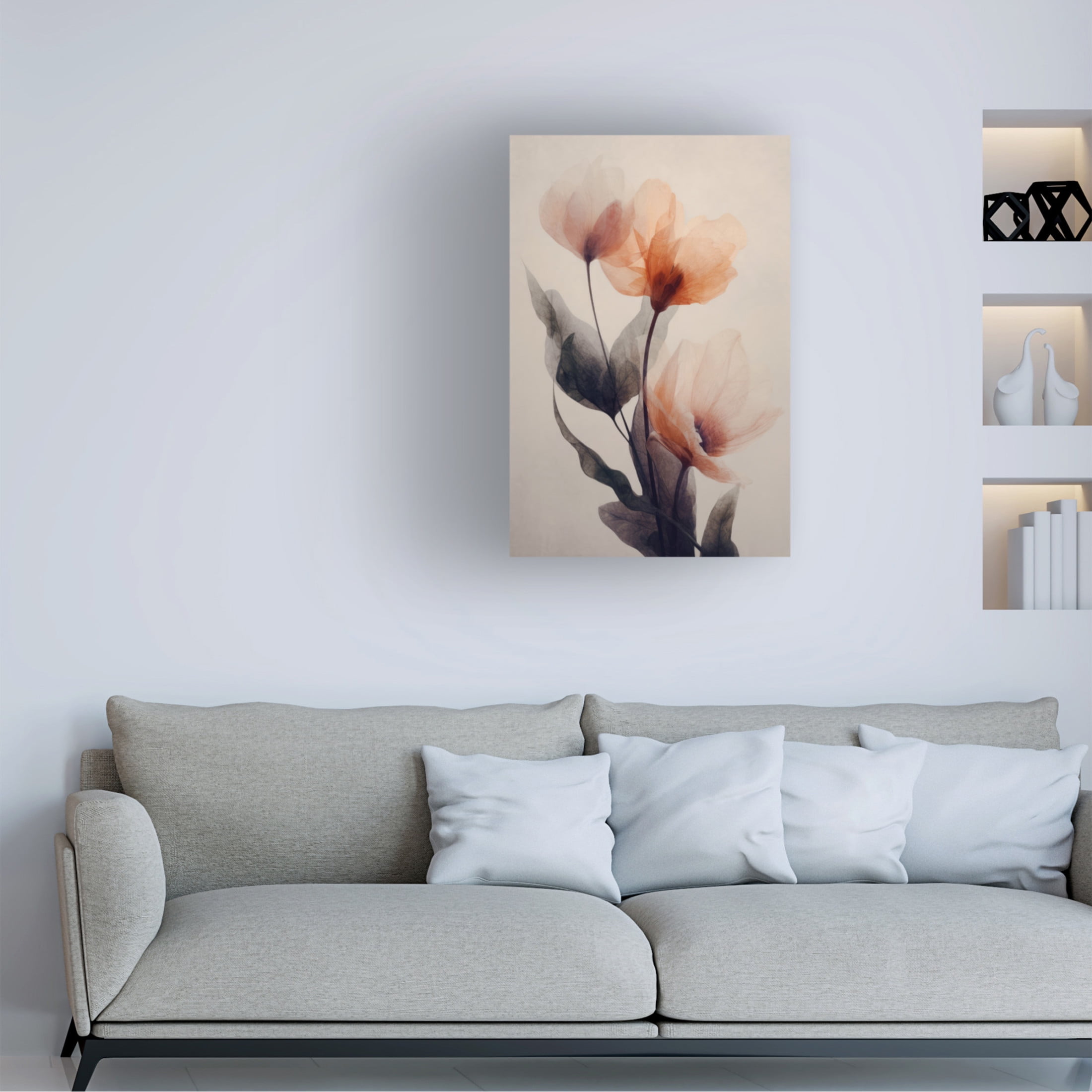 Canvas Wall Art - Treechild 'Parchmentflowersno8' Wall Art for Living Room, Bedroom, or Office Décor by Trademark Fine Art - 22 x 32 Inches