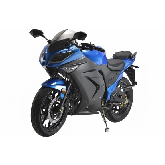 HHH 125cc Motorcycle with Manual Transmission 125cc Scooter LED Lights and 17 inches Wheels (Blue)