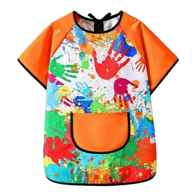 jifeng Kids Art Smock Children Artist Painting Apron for Art Class Drawing Handwork Orange L