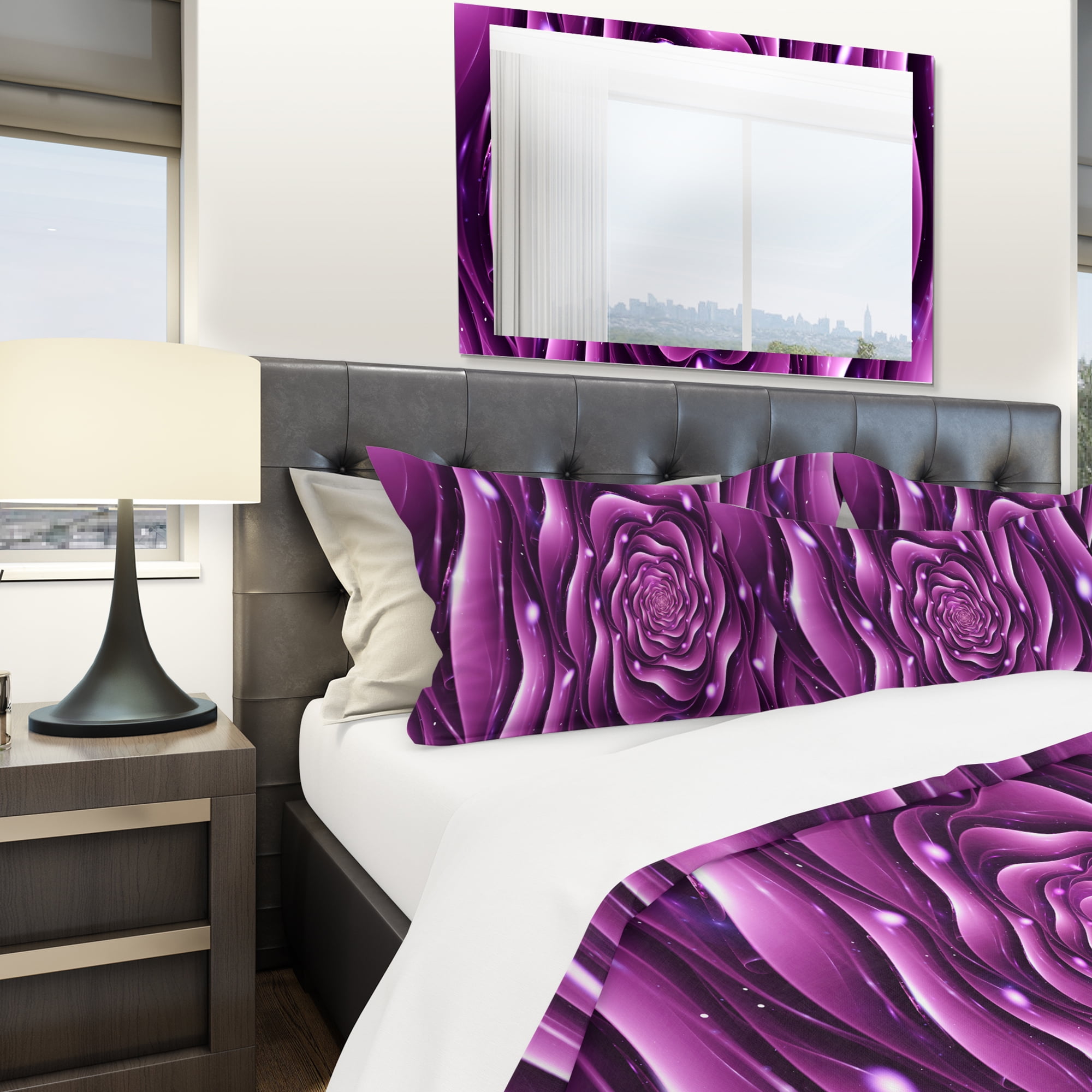 Designart 'Purple Rose' Modern & Contemporary Duvet Cover Set