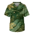 thumbnail image 2 of Wutalume Men's Casual Short Sleeve V-Neck Shirt, Christmas Print with Front Pocket, Lightweight Workwear Top for Carers, Nurses and Daily Wear,Army Green L, 2 of 5