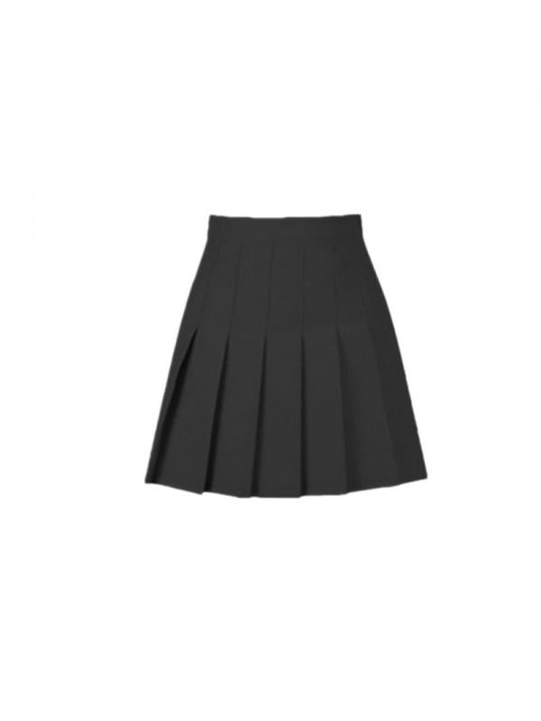 Plain Pleated Skater Skirt for Women Versatile Flared A-Line Skirts Wave Skirt 