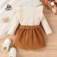 thumbnail image 2 of Toddler Girl Winter Fall Outfit Long Sleeve Knitted Ruffle Sweater Top Belt Mini Skirt with Pocket 9M-4Y, 2 of 5