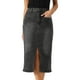 thumbnail image 1 of Falda de mezclilla INSPIRE CHIC para mujer, falda midi de mezclilla con cintura alta y abertura frontal, con bolsillos, color gris oscuro, 1 of 1