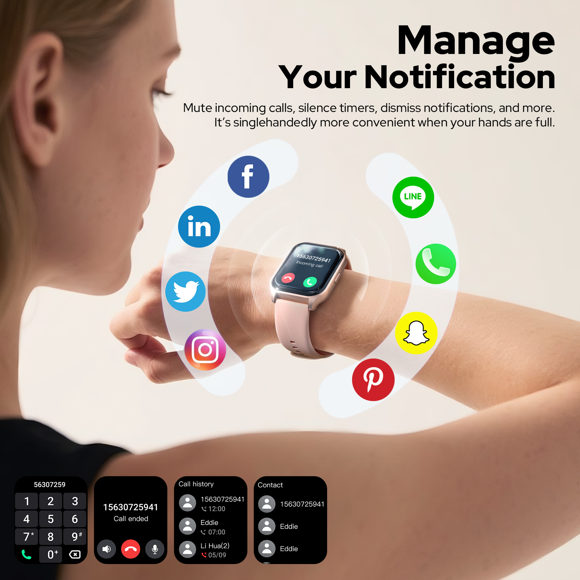 TRIGIZ Smart Watch 1.83" Fitness Tracker Pink photo 4