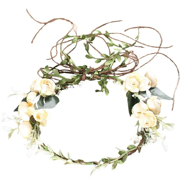 Diadema de flores de rosas, corona de hojas florales, diademas de hojas, corona de vid de bayas, para mujer, boda, novia, diadema bohemia, decoración de fiesta, disfraz de cosplay, lindos accesorios p