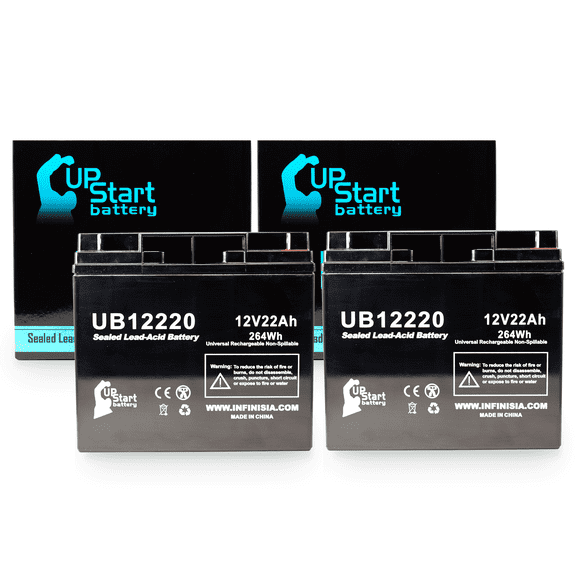 2x Pack - Compatible Merits Health Products PIONEER 2 Battery - Replacement UB12220 Universal Sealed Lead Acid Battery (12V 22Ah, 22000mAh, T4 Terminal, AGM, SLA)
