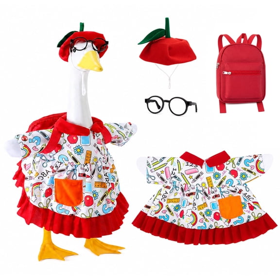 EBaokuup 4 Pcs Back to School Porch Goose Outfit Set, Student Goose Decor Accessories for 23 inch Statue