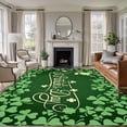 thumbnail image 2 of Area Rug 60×96in, St. Patrick's Day Irish Clovers Leaves Floor Carpet Living Room Rug, Lucky Shamrock Hat on Green Non-Slip Welcome Mat Indoor Rugs for Bedroom Dining Room, 2 of 9