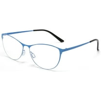 Tango Optics Metal Cateye Optical Eyeglasses Frame Flexible Stainless Steel Blue For Prescription Lens -